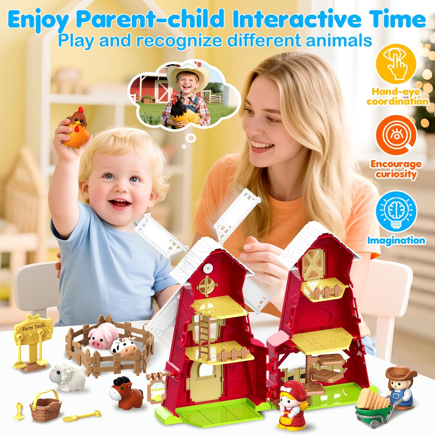 Toidgy Farm Animals Barn Toys for Toddlers – Montessori Playset