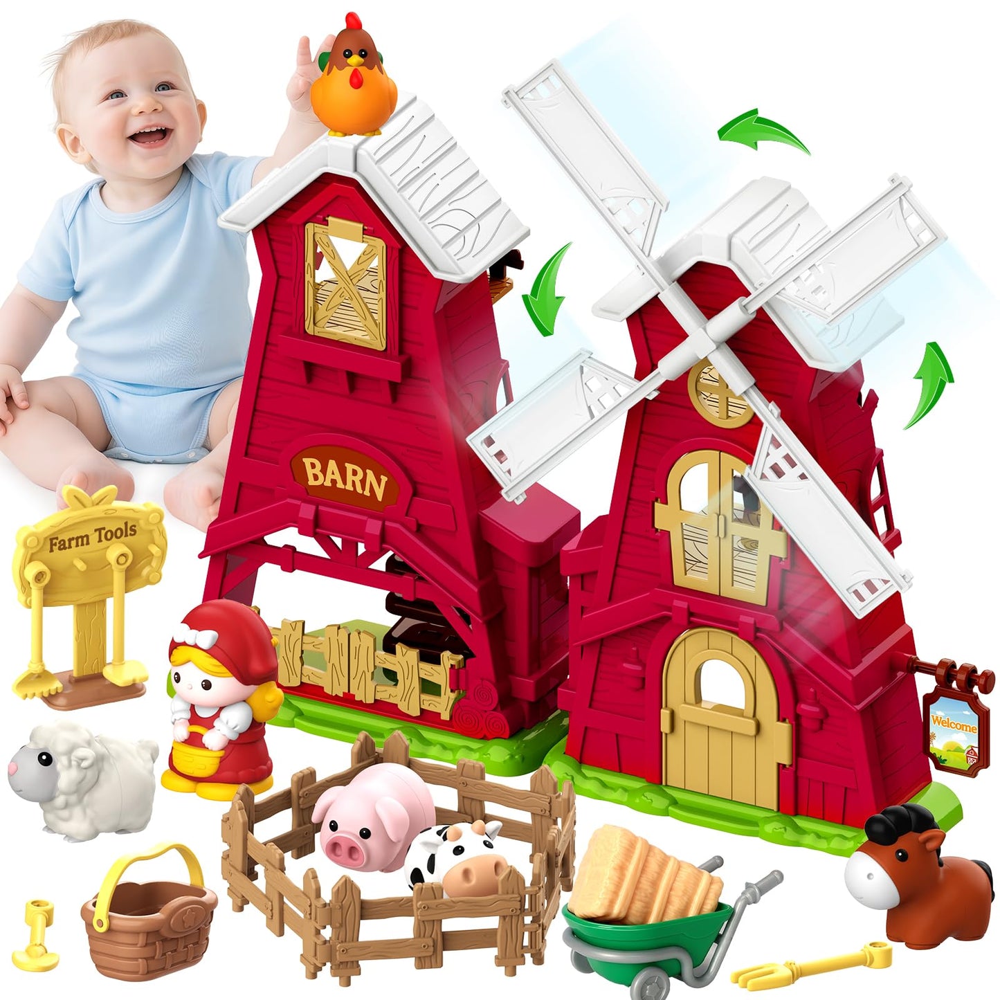 Toidgy Farm Animals Barn Toys for Toddlers – Montessori Playset