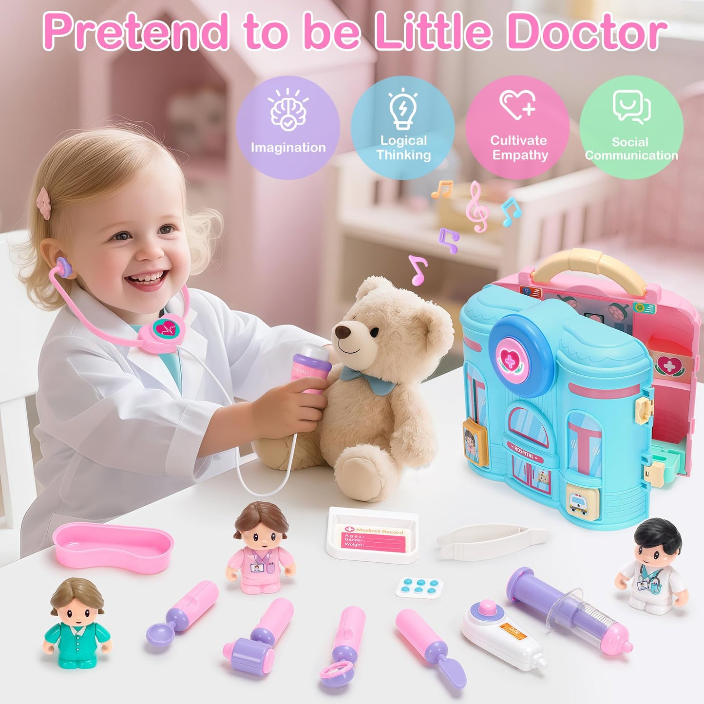 Toidgy Doctor Kit for Toddlers 1-3 — Realistic Doctor Role Play Set with Carrying Case