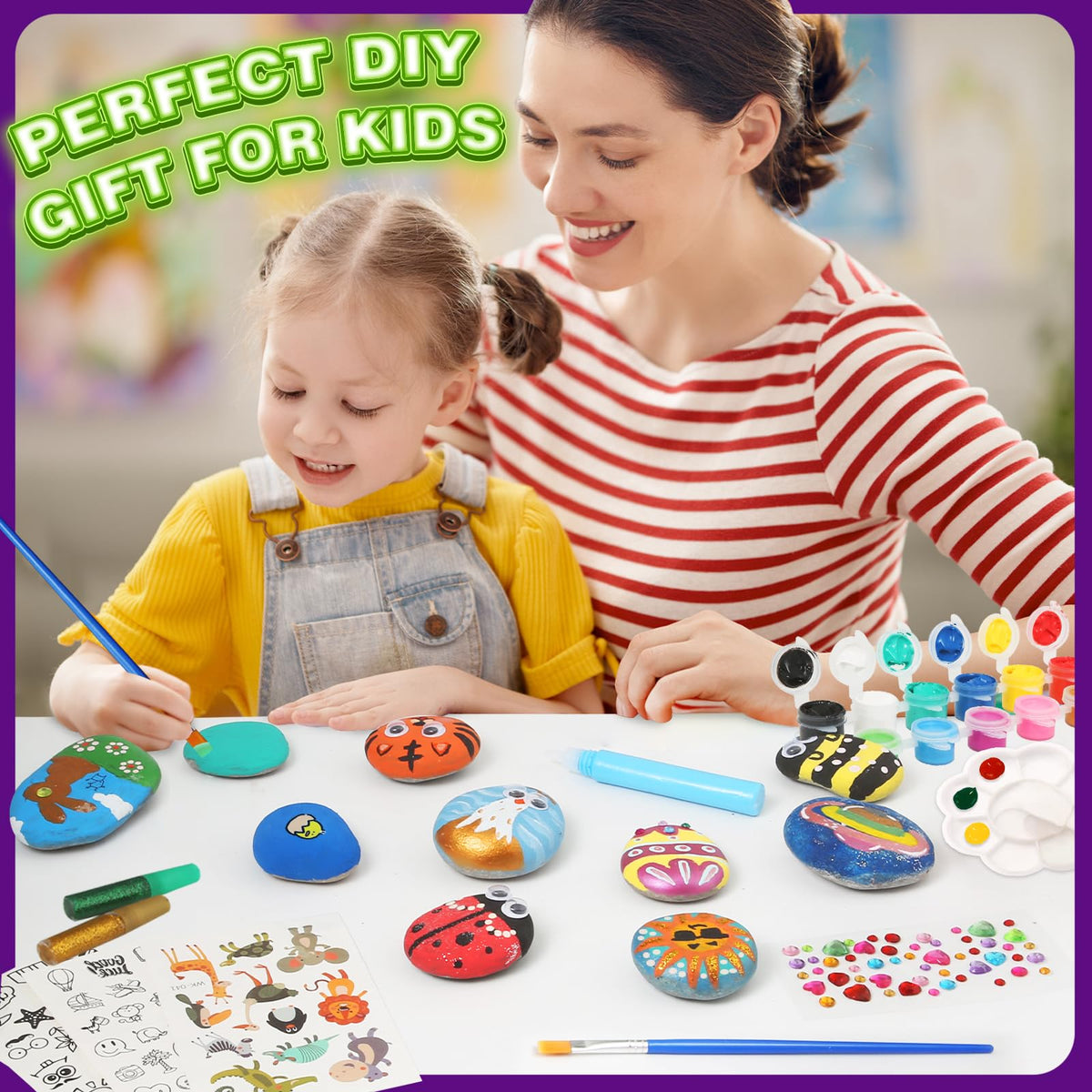 Toidgy Rock Painting Kit for Kids – Glow in the Dark Art & Craft Kit (Ages 4-12)