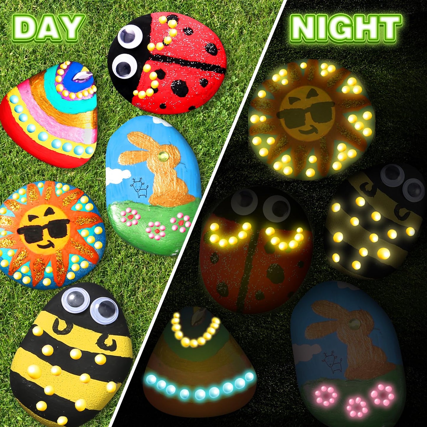 Toidgy Rock Painting Kit for Kids – Glow in the Dark Art & Craft Kit (Ages 4-12)