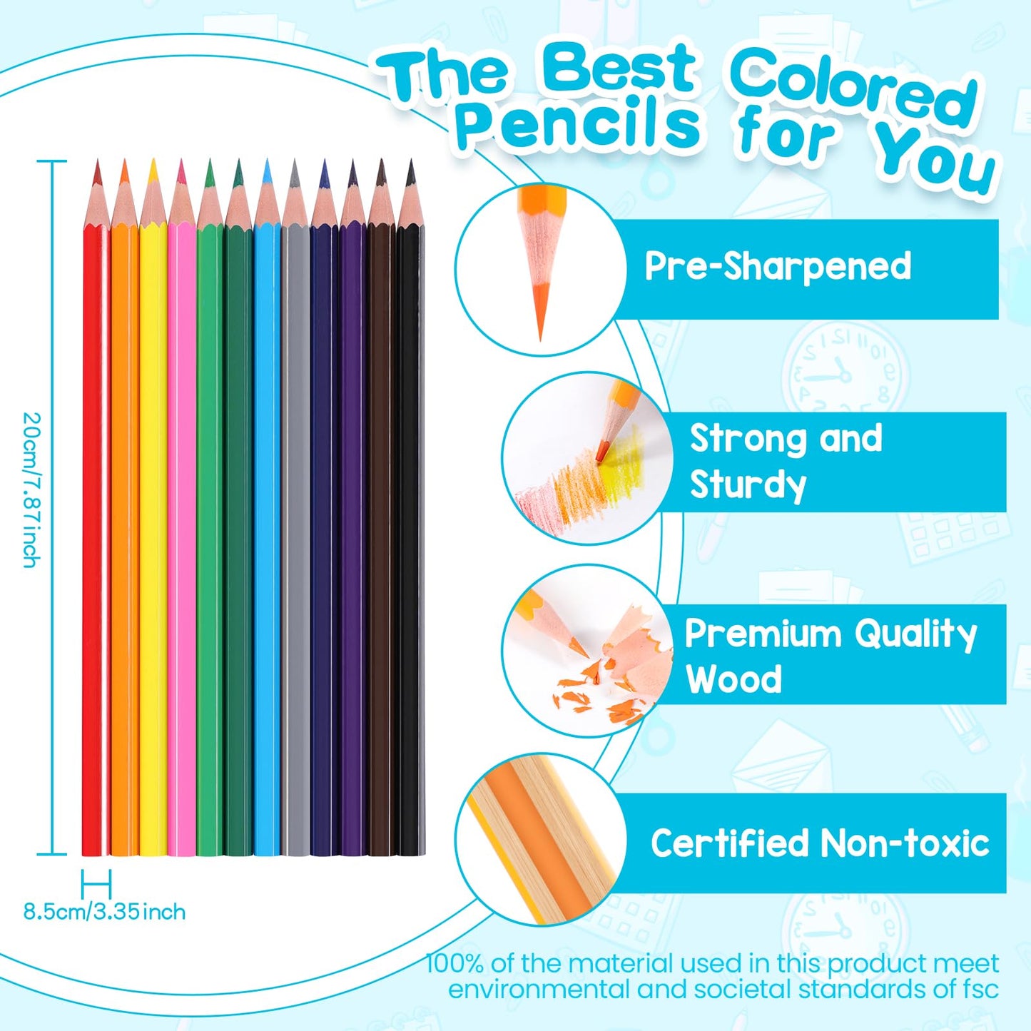 Toidgy 288-Count Colored Pencils Bulk — 24 Packs, 12 Colors, Pre-Sharpened
