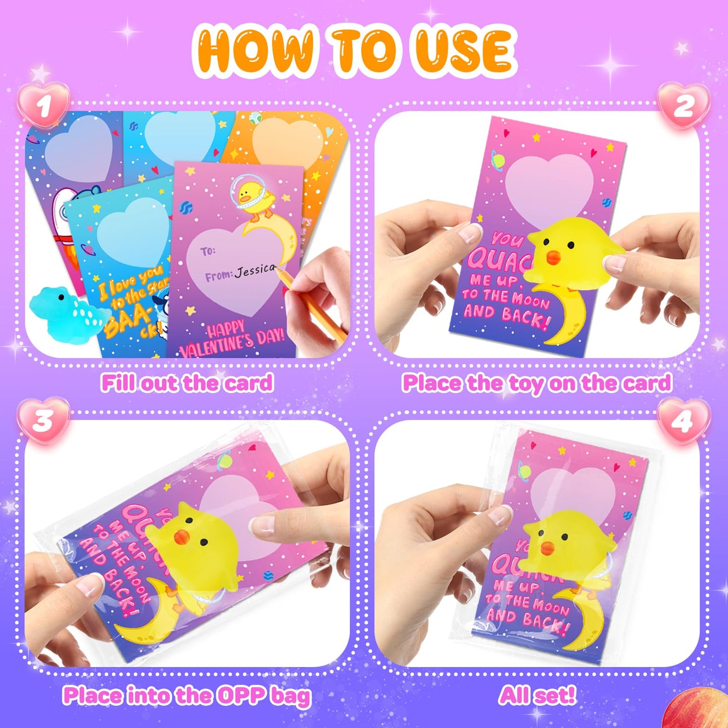 Toidgy 32-Pack Valentines Gifts for Kids: Glow Squishy Toys, Cards & Party Favors