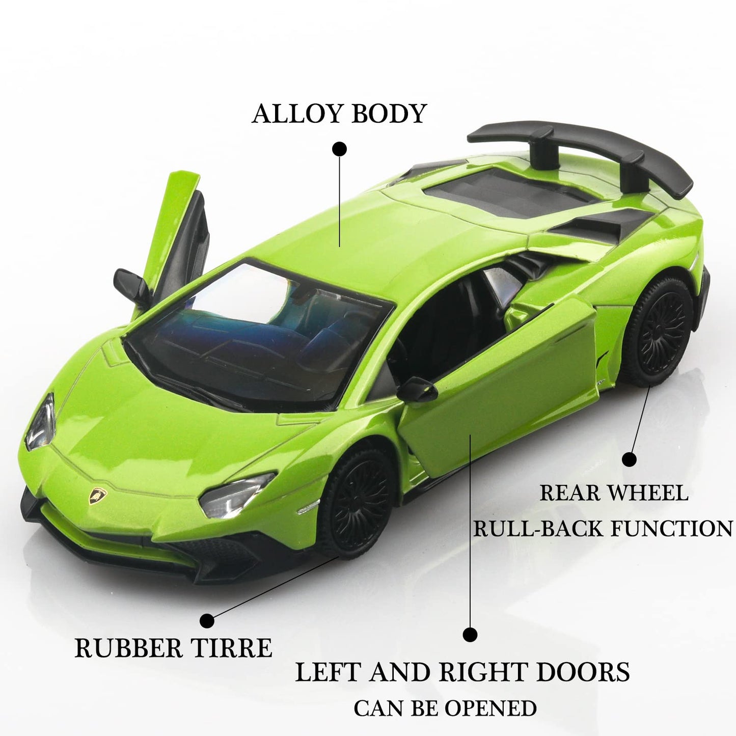 TOKAXI 1/36 Scale Lamborghini Aventador LP750-4 SV Diecast Car – Pull-Back Green