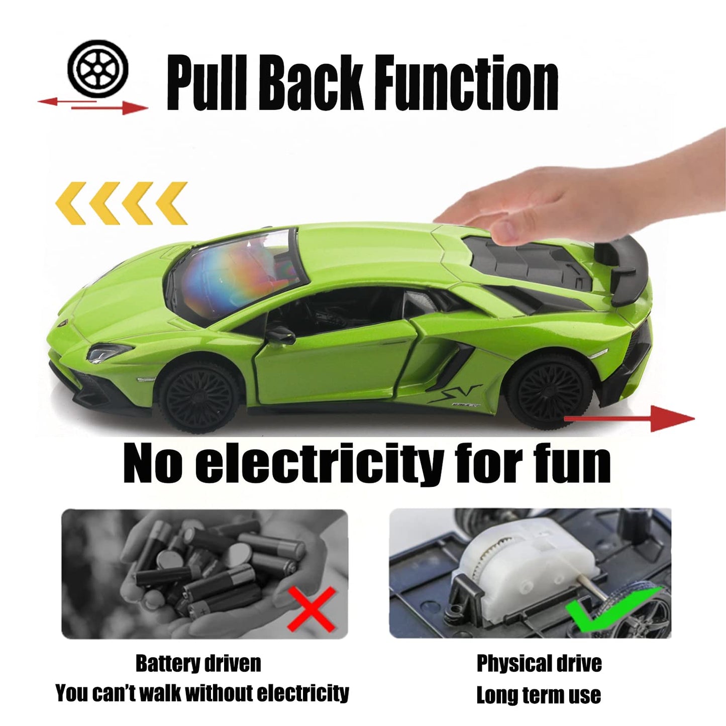 TOKAXI 1/36 Scale Lamborghini Aventador LP750-4 SV Diecast Car – Pull-Back Green
