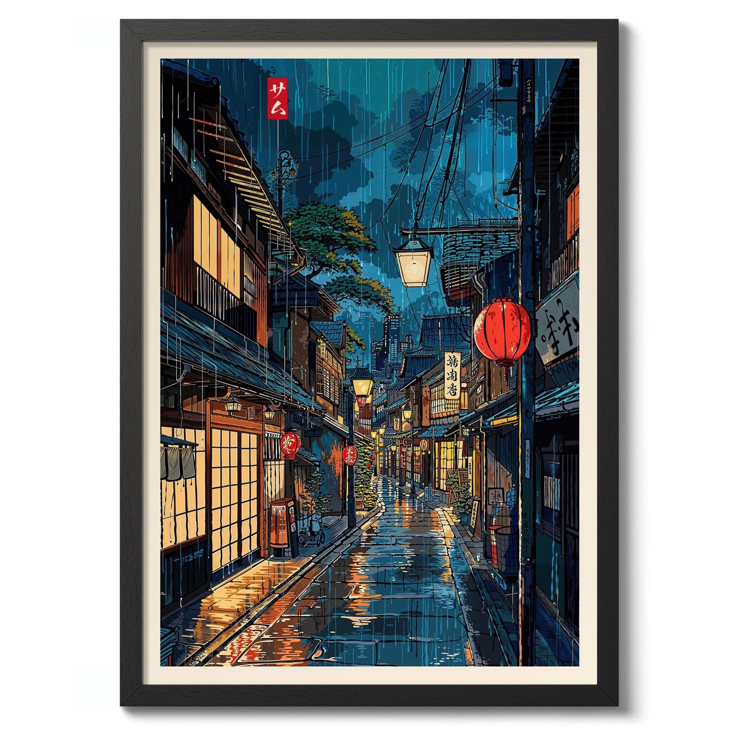 Tokyo City Street View Wall Poster – Modern Night Scene Art Print