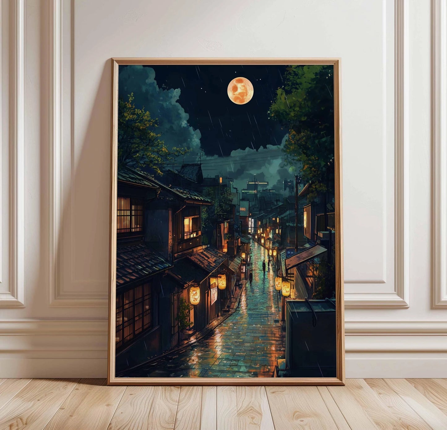 Tokyo City Street View Wall Poster – Modern Night Scene Art Print
