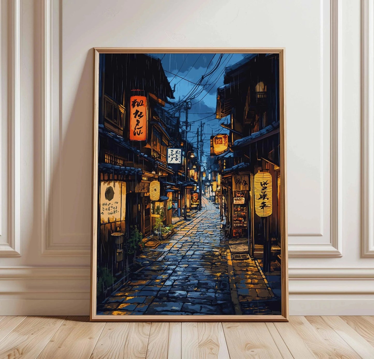 Tokyo City Street View Wall Poster – Modern Night Scene Art Print