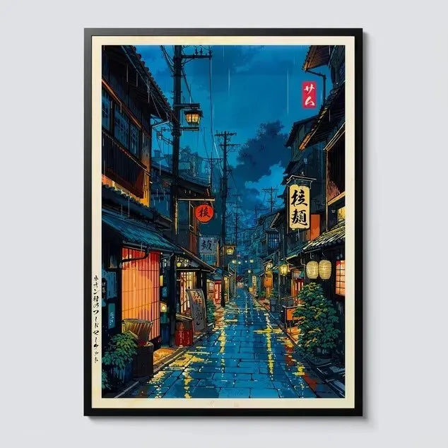 Tokyo City Street View Wall Poster – Modern Night Scene Art Print
