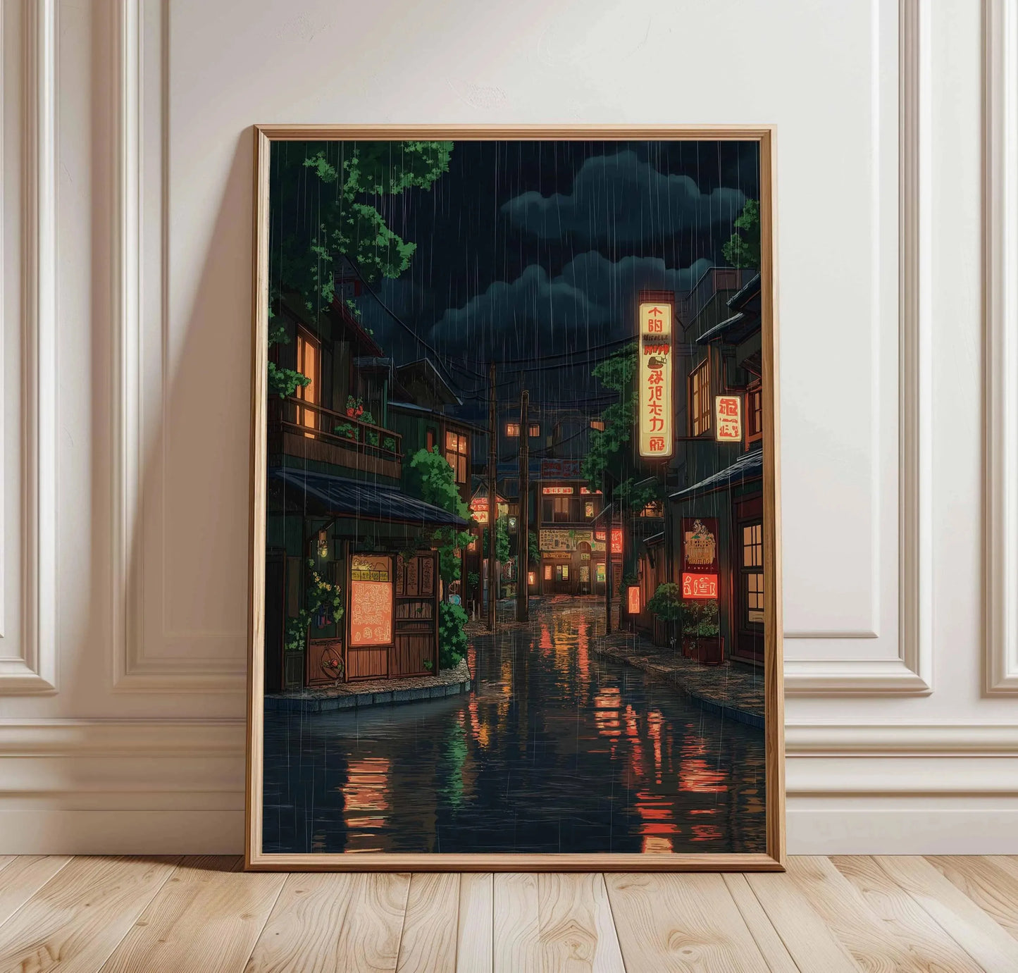 Tokyo City Street View Wall Poster – Modern Night Scene Art Print