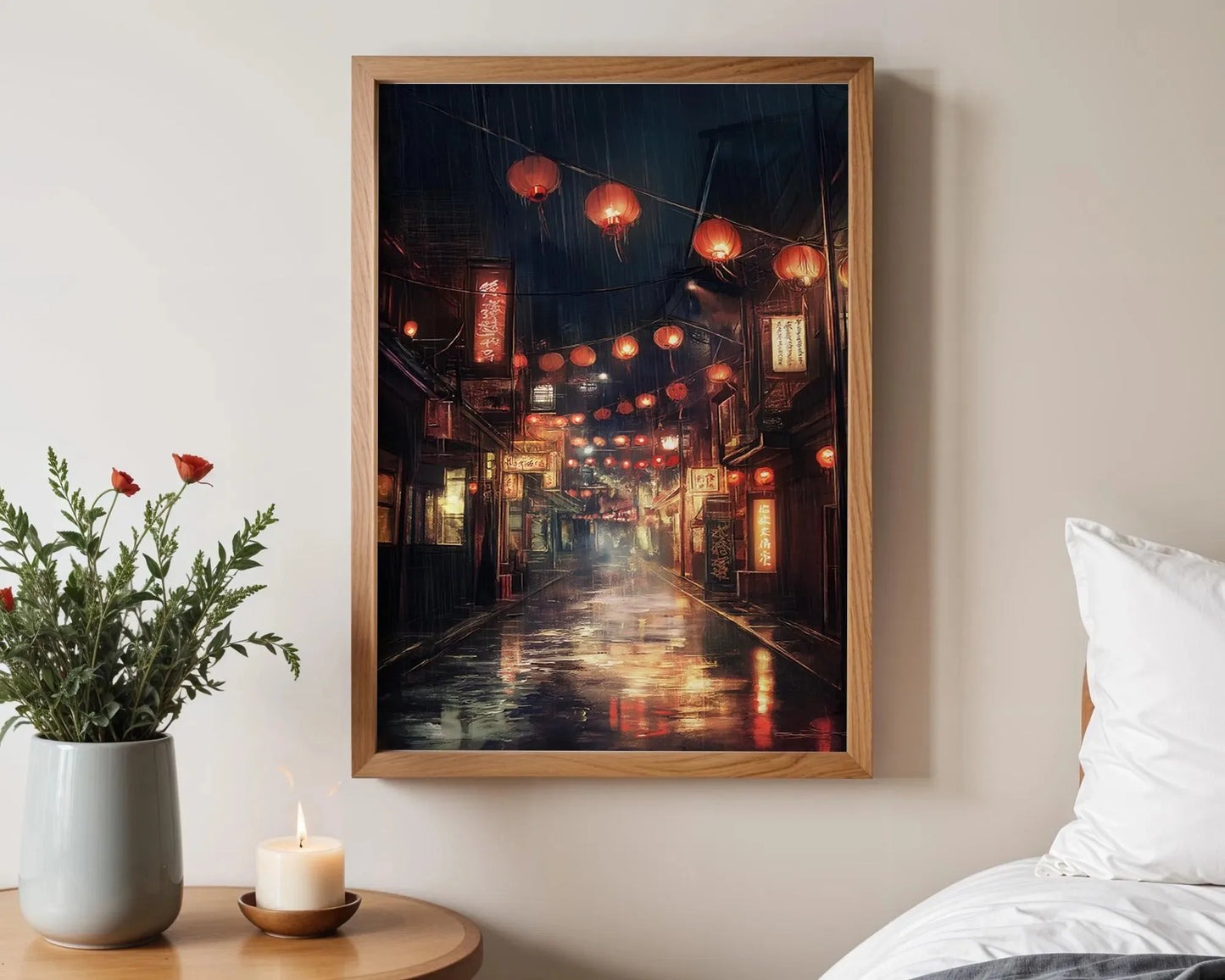 Tokyo City Street View Wall Poster – Modern Night Scene Art Print