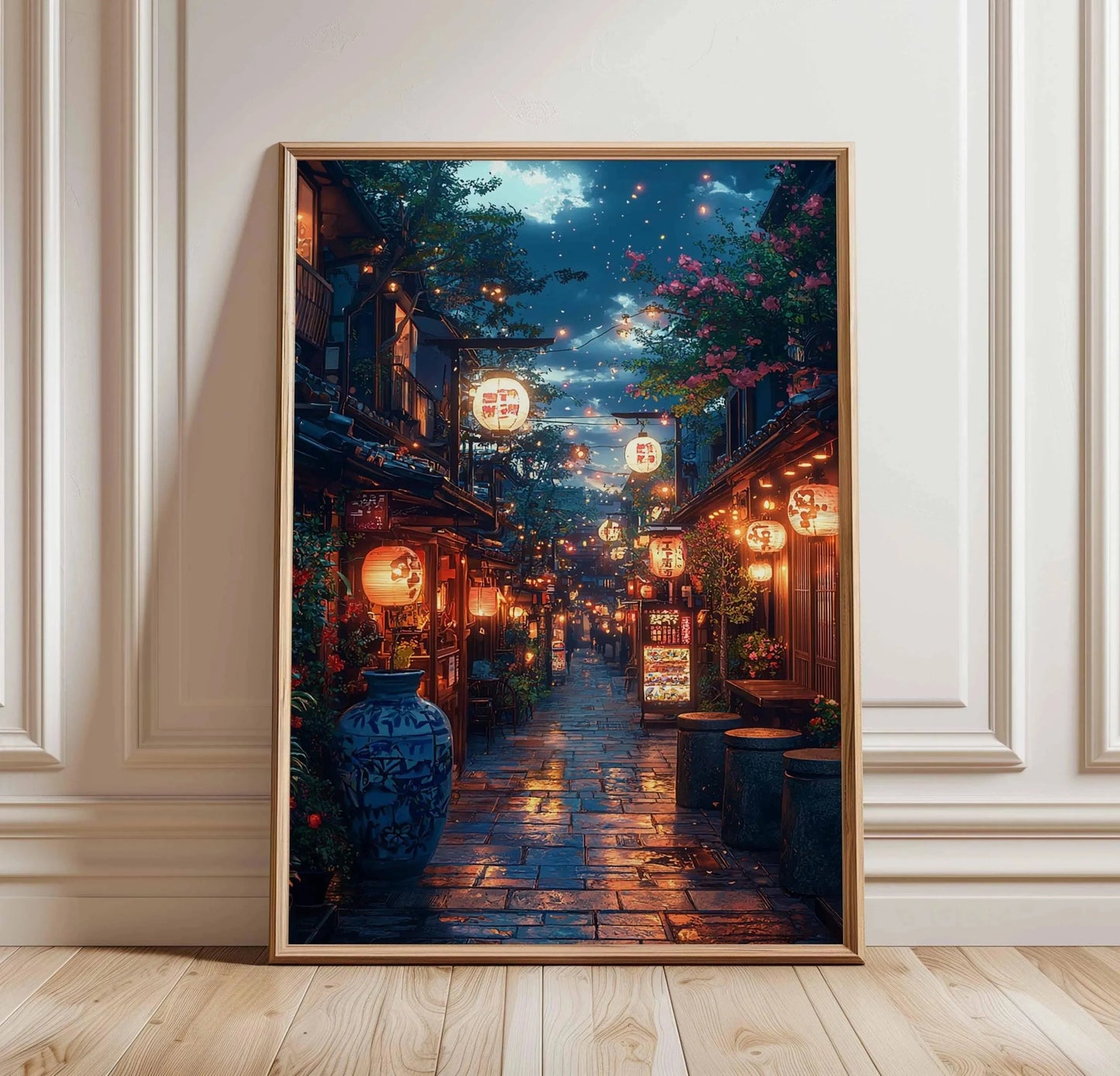 Tokyo City Street View Wall Poster – Modern Night Scene Art Print