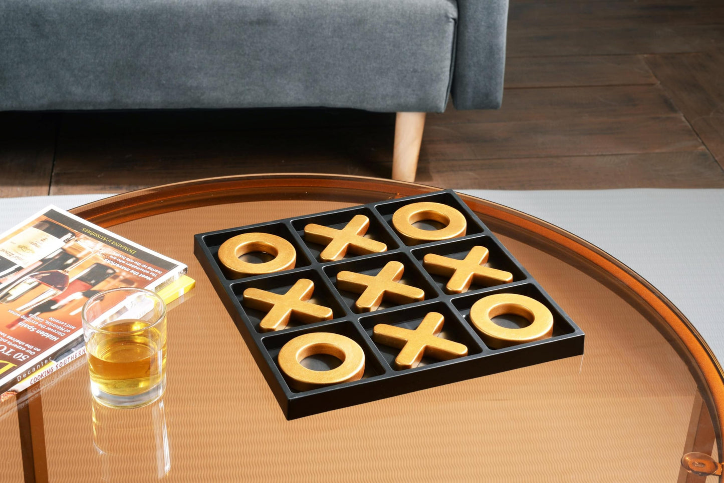 Tolevoit Classic Tic Tac Toe Game – Resin Tabletop Strategy & Fun (Gold)