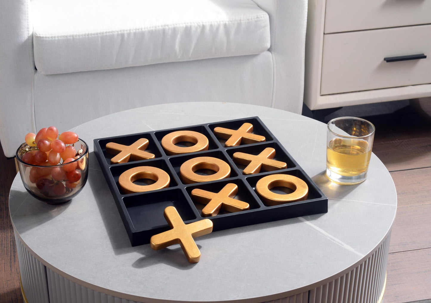 Tolevoit Classic Tic Tac Toe Game – Resin Tabletop Strategy & Fun (Gold)