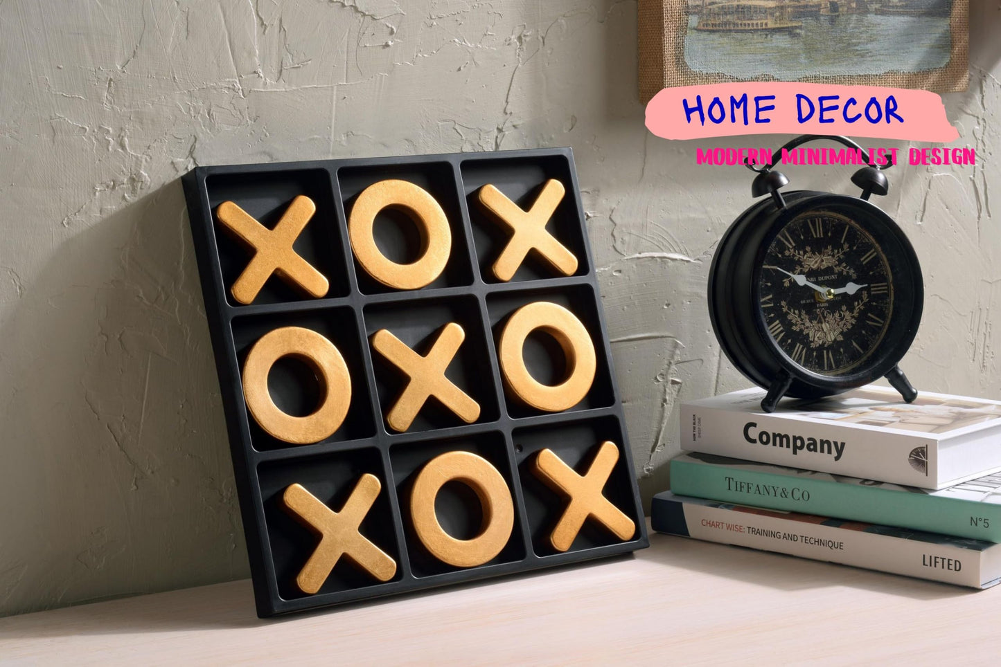 Tolevoit Classic Tic Tac Toe Game – Resin Tabletop Strategy & Fun (Gold)
