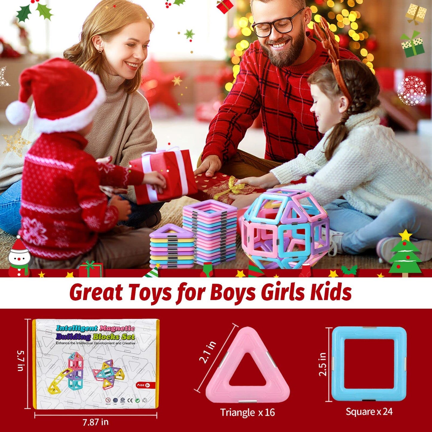Tolnetr Magnetic Tiles Toys for Kids 3-8 | Build Castles, Rockets & STEM Creative Sets