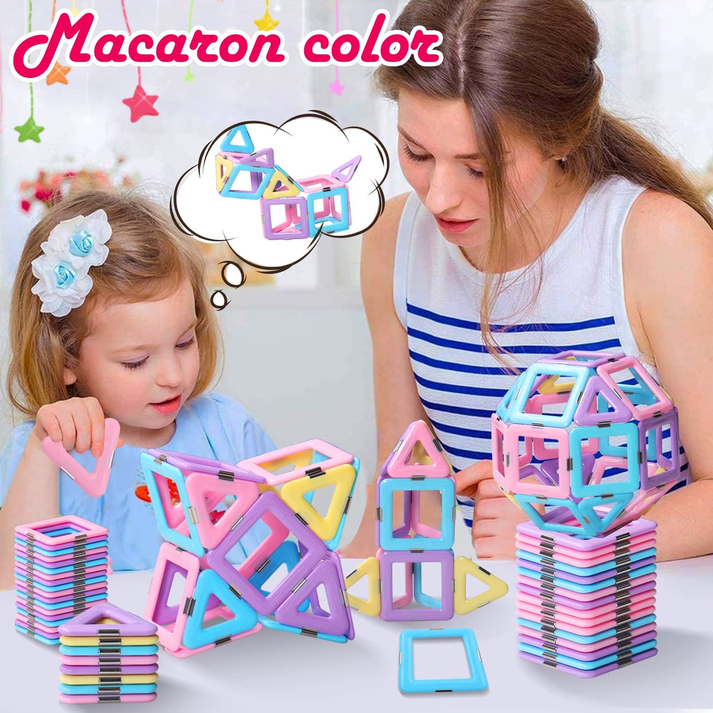 Tolnetr Magnetic Tiles Toys for Kids 3-8 | Build Castles, Rockets & STEM Creative Sets