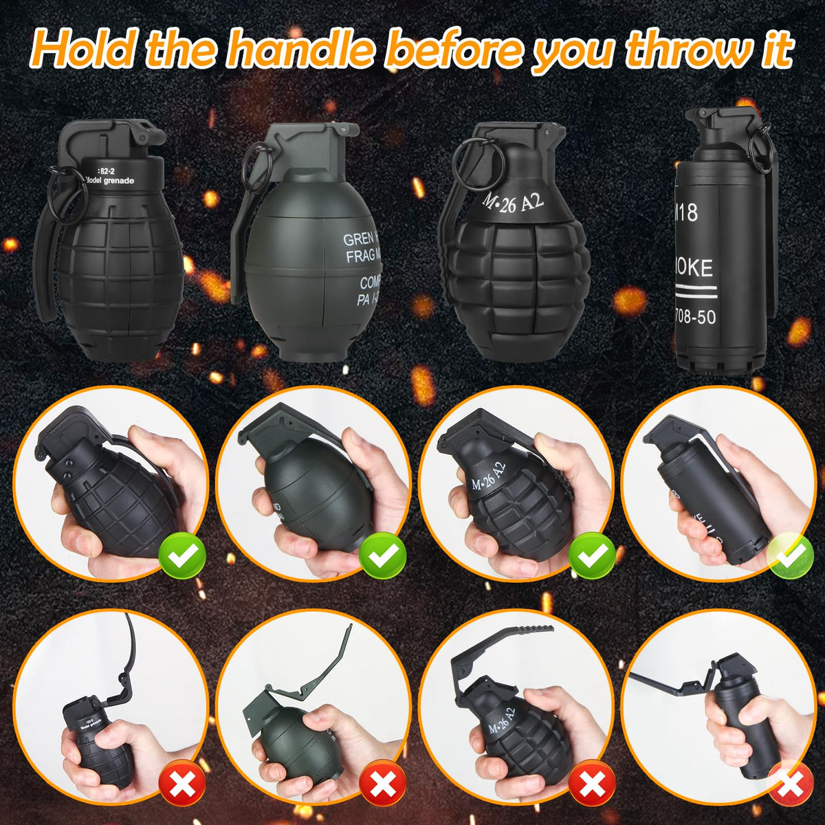 Tomatong Toy-Hand Grenade for CS Battle Game – Foam Ammo, Reusable 9-Piece Pack