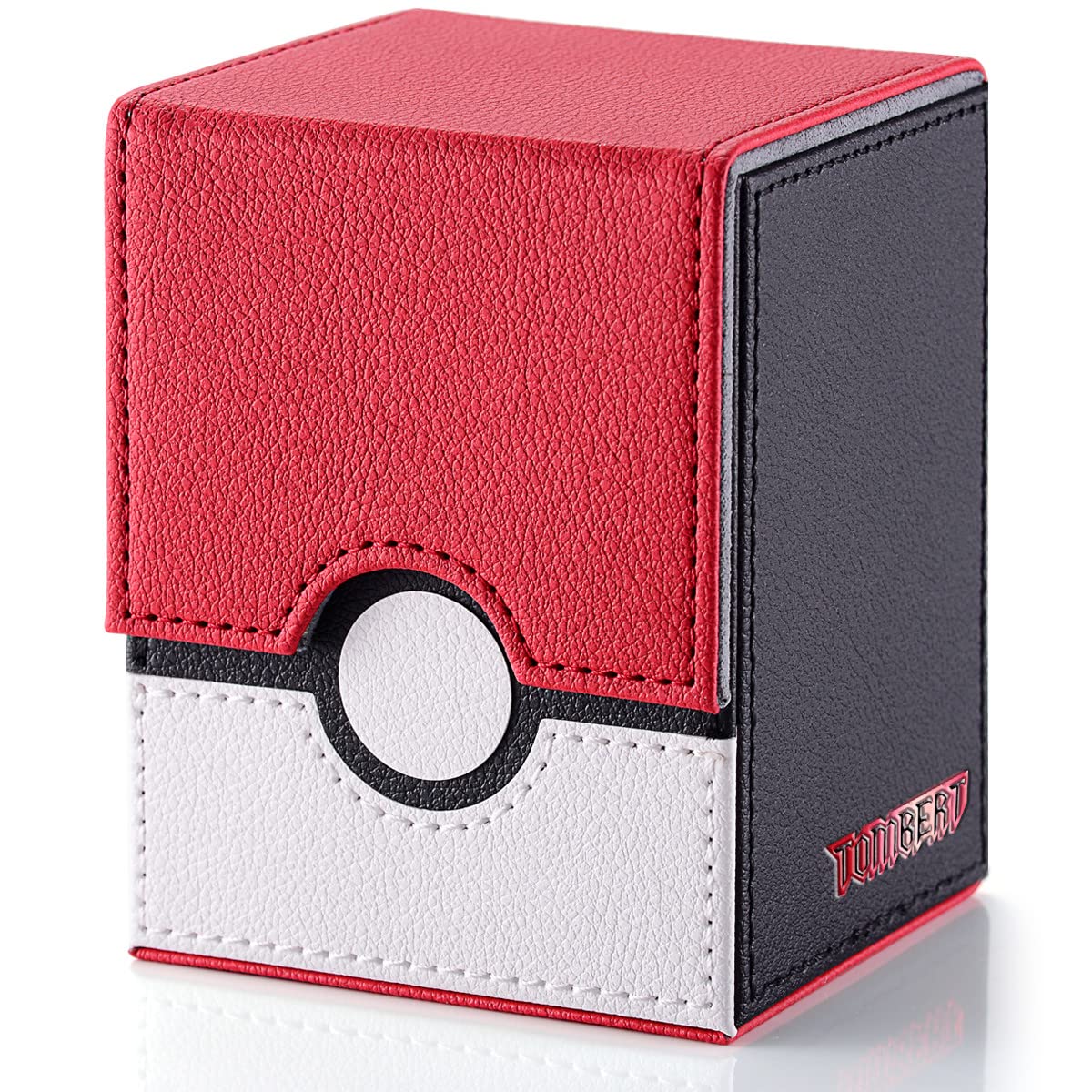 tombert 150+ Premium Deck Box Case for PTCG & MTG — Vertical Red & White