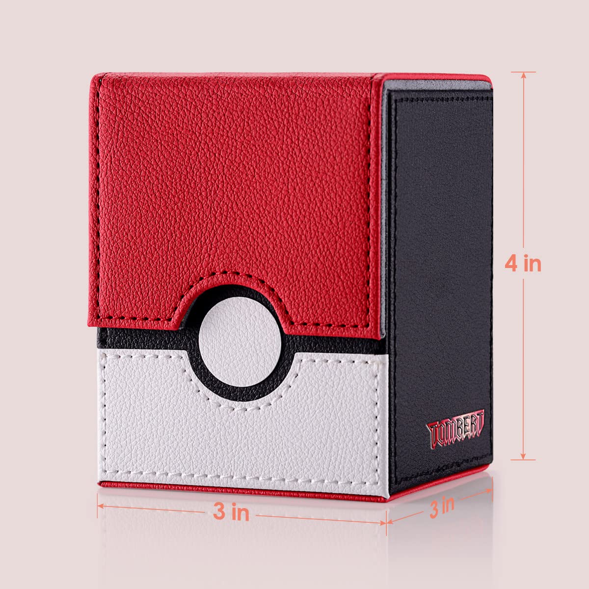 tombert 150+ Premium Deck Box Case for PTCG & MTG — Vertical Red & White