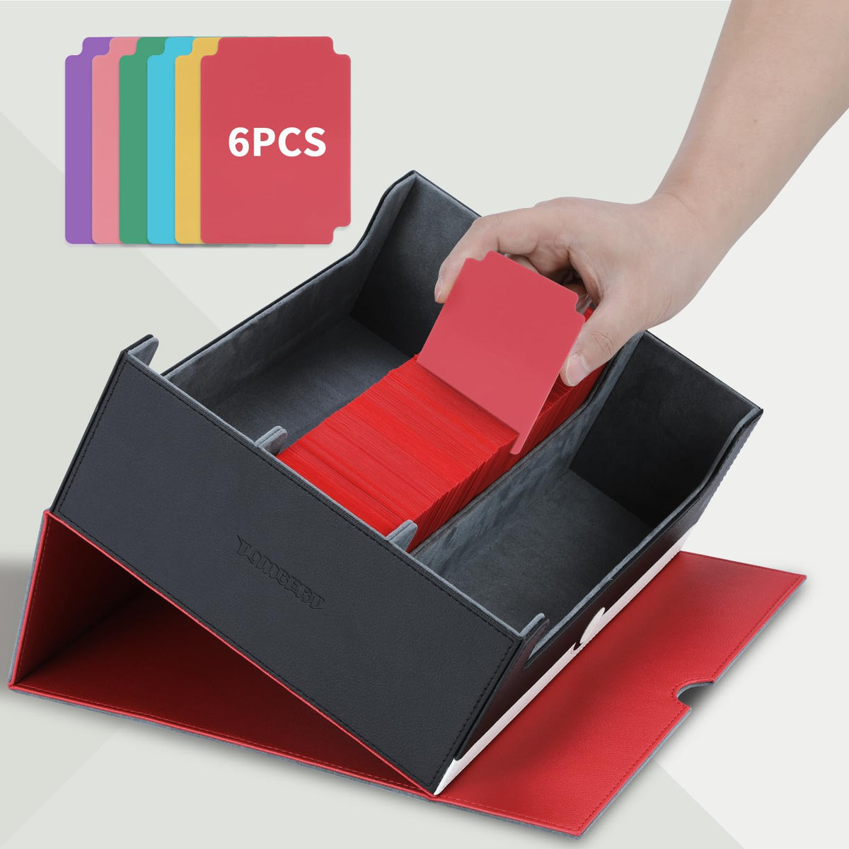 tombert Card Storage Box – 1800+ Capacity, 6 Dividers, Magnetic Seal (TCG/MTG/Yu-Gi-Oh/Sports Cards)