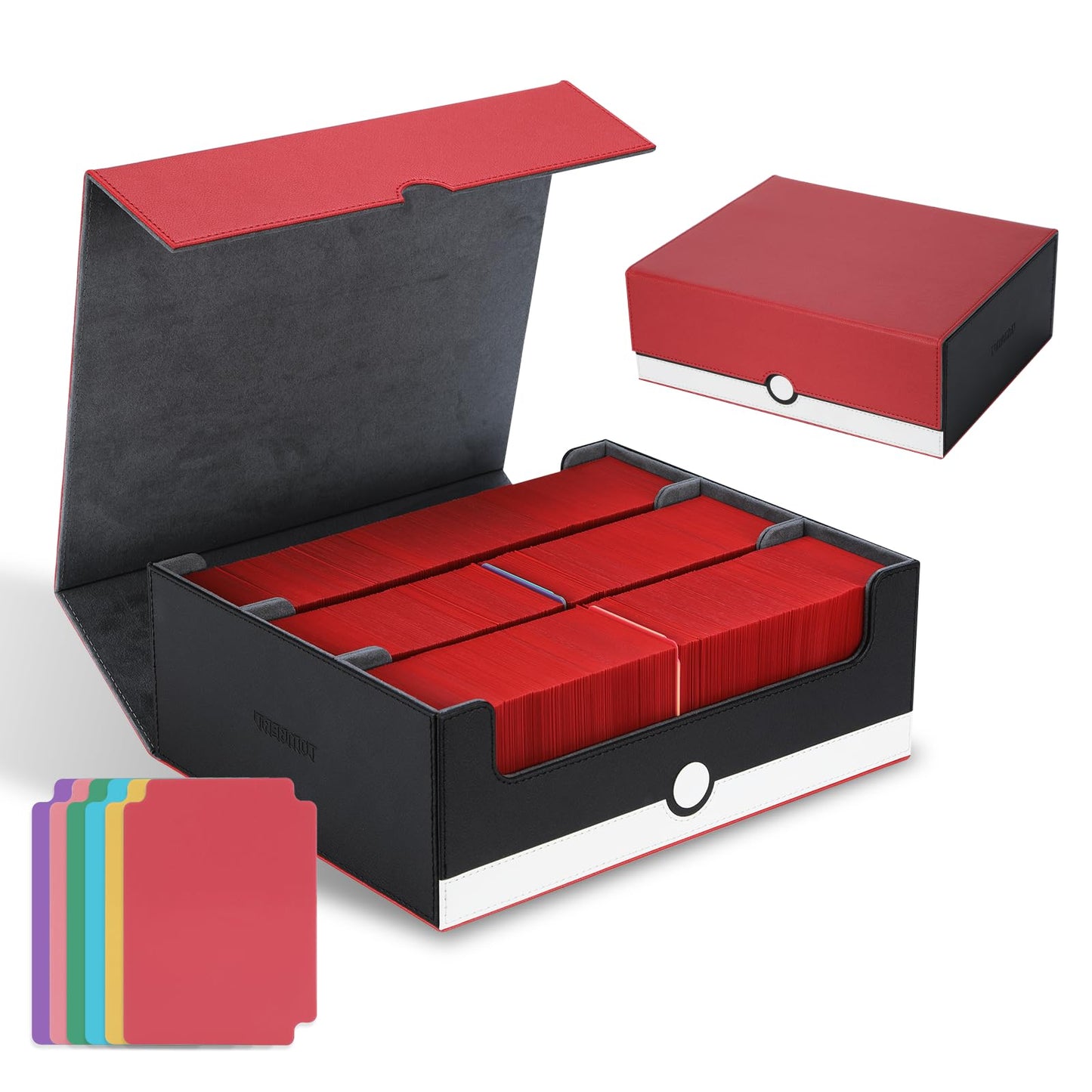 tombert Card Storage Box – 1800+ Capacity, 6 Dividers, Magnetic Seal (TCG/MTG/Yu-Gi-Oh/Sports Cards)