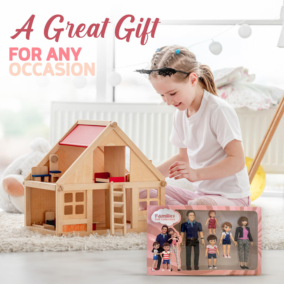 TOMLEON Family Dollhouse People – 5 Poseable Figures for Dollhouses