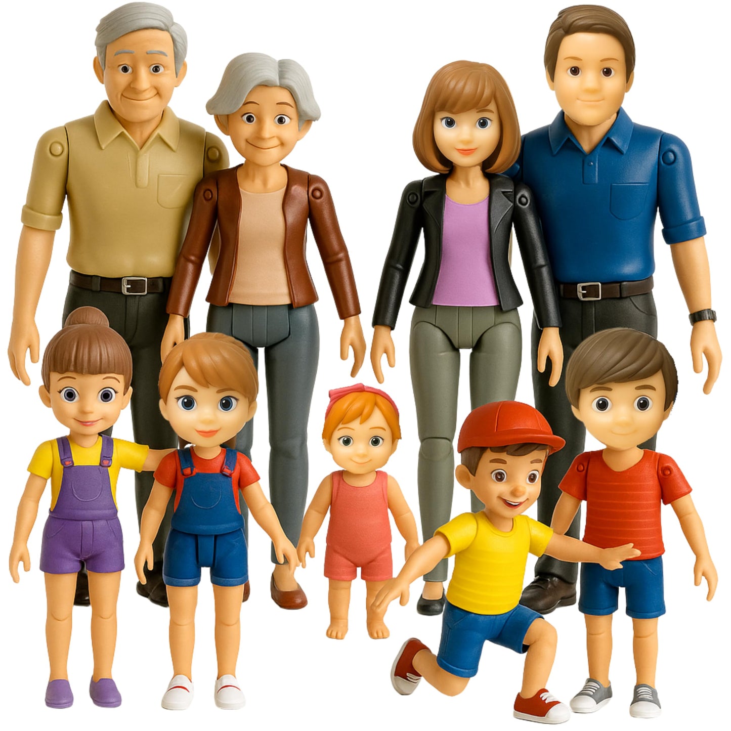 TOMLEON Dollhouse People – 9 Poseable Family Figures Set for Imaginative Play