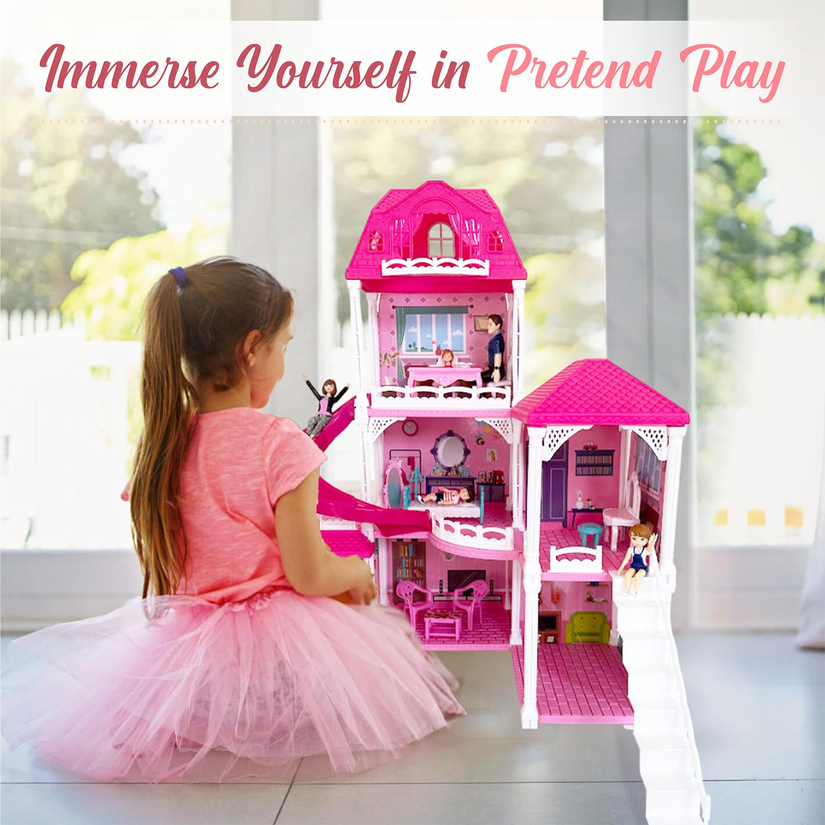 TOMLEON Family Dollhouse People – 5 Poseable Figures for Dollhouses