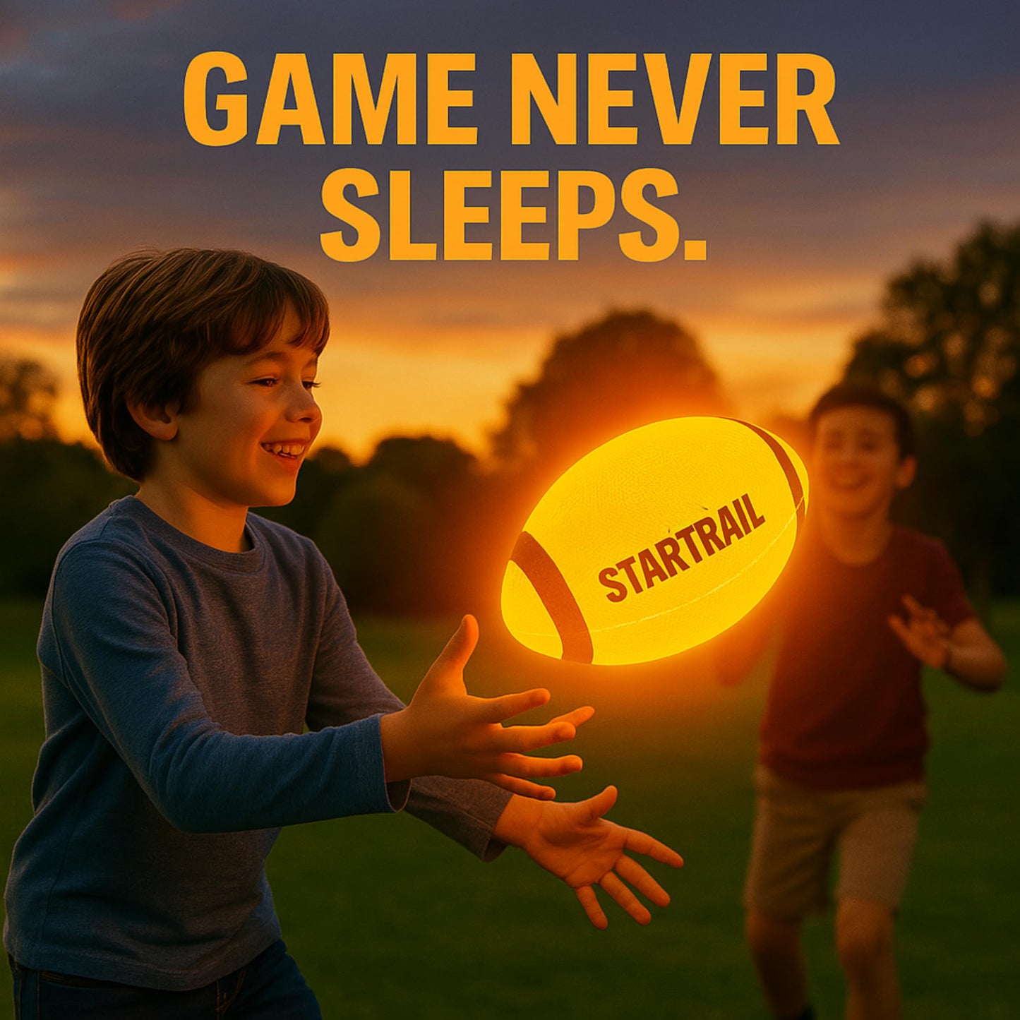 TOMLEON Glow in the Dark Football — Ultra-Bright LED, Size 6, 3 Extra Batteries