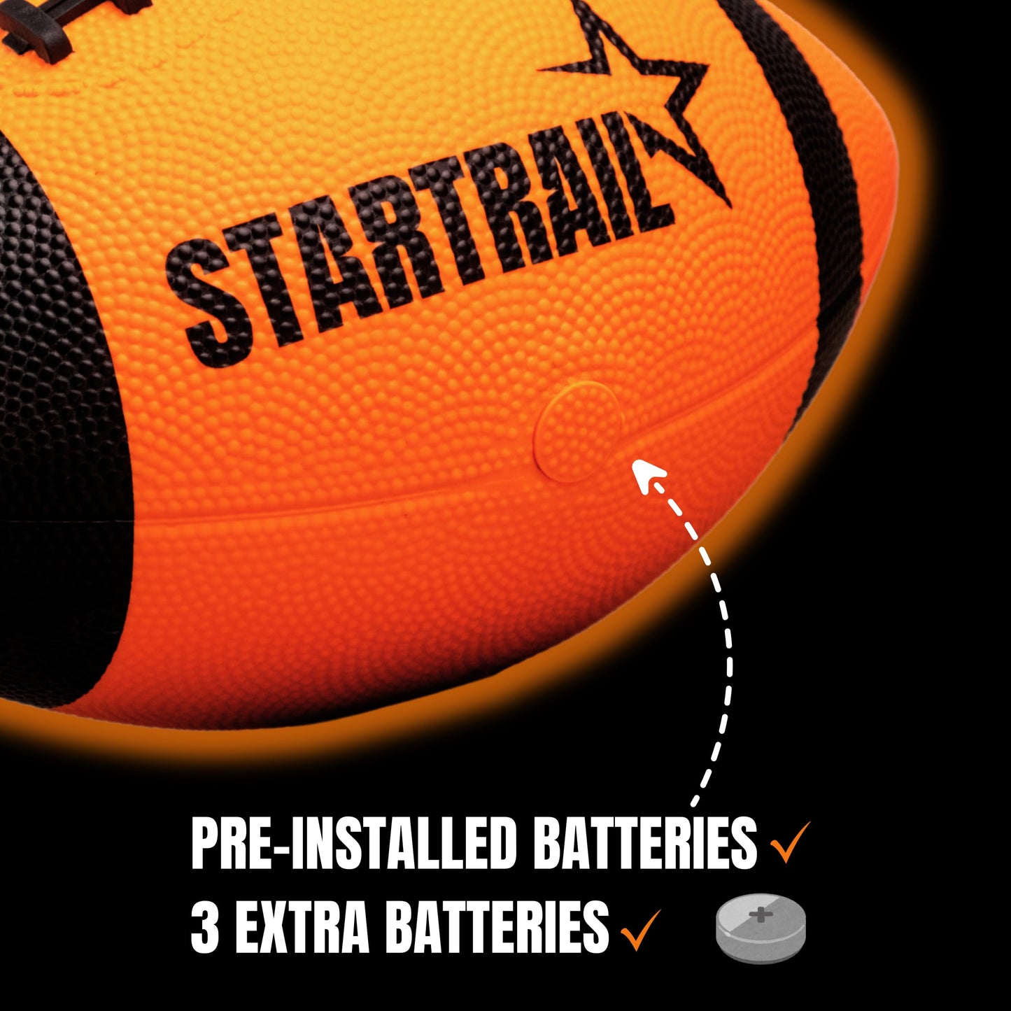 TOMLEON Glow in the Dark Football — Ultra-Bright LED, Size 6, 3 Extra Batteries
