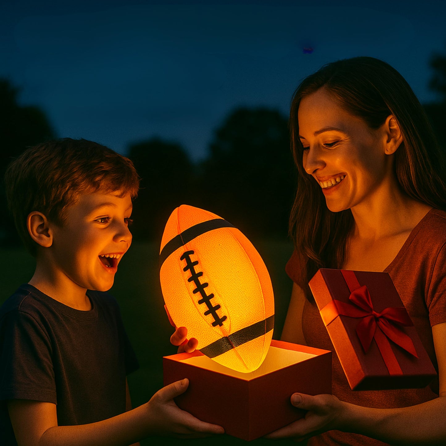 TOMLEON Glow in the Dark Football — Ultra-Bright LED, Size 6, 3 Extra Batteries
