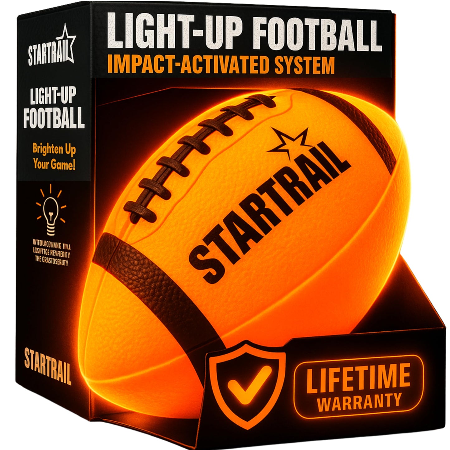 TOMLEON Glow in the Dark Football — Ultra-Bright LED, Size 6, 3 Extra Batteries