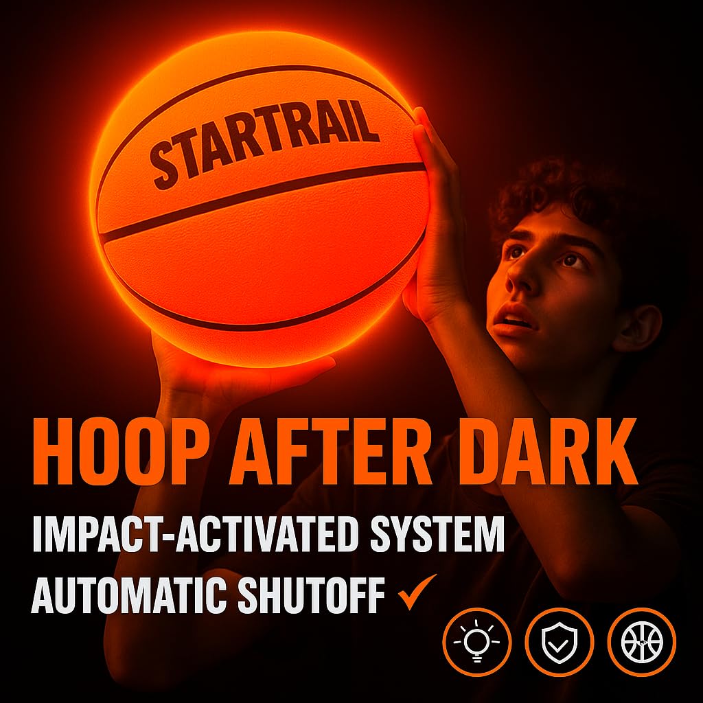 TOMLEON Light-Up Basketball – Glow-in-the-Dark LED Ball | Size 7 Official Size & Weight