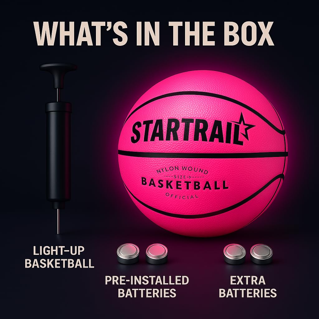 TOMLEON Light-Up Basketball - Glow in the Dark LED Official Size 7