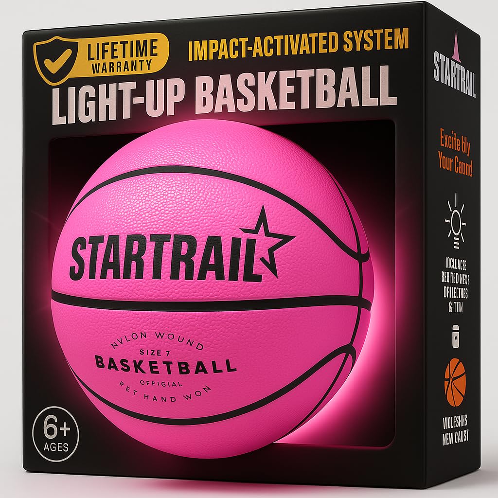 TOMLEON Light-Up Basketball - Glow in the Dark LED Official Size 7