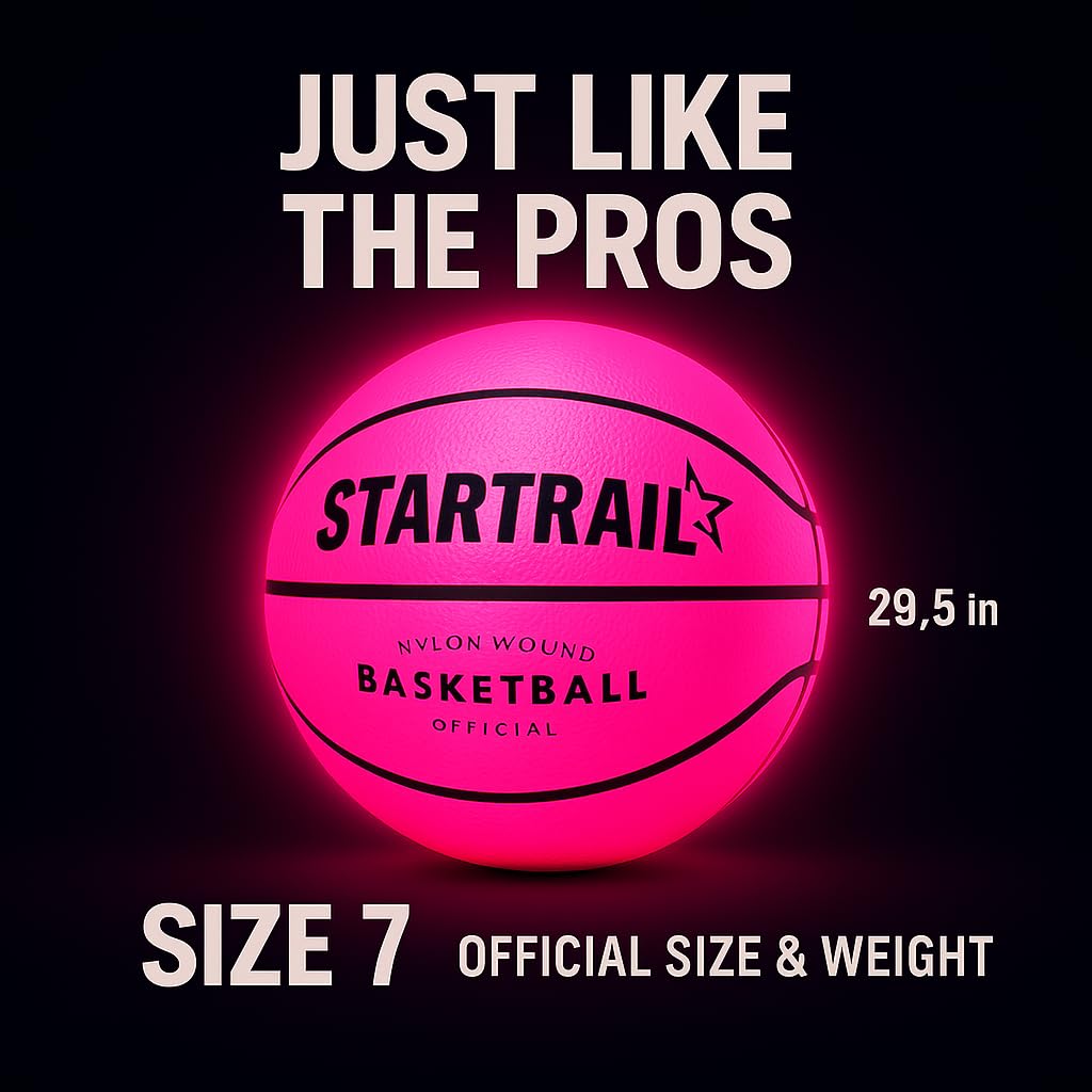 TOMLEON Light-Up Basketball - Glow in the Dark LED Official Size 7