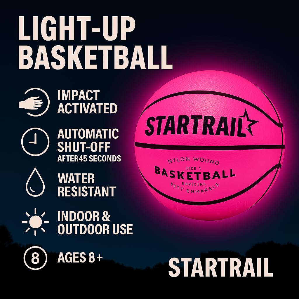TOMLEON Light-Up Basketball - Glow in the Dark LED Official Size 7