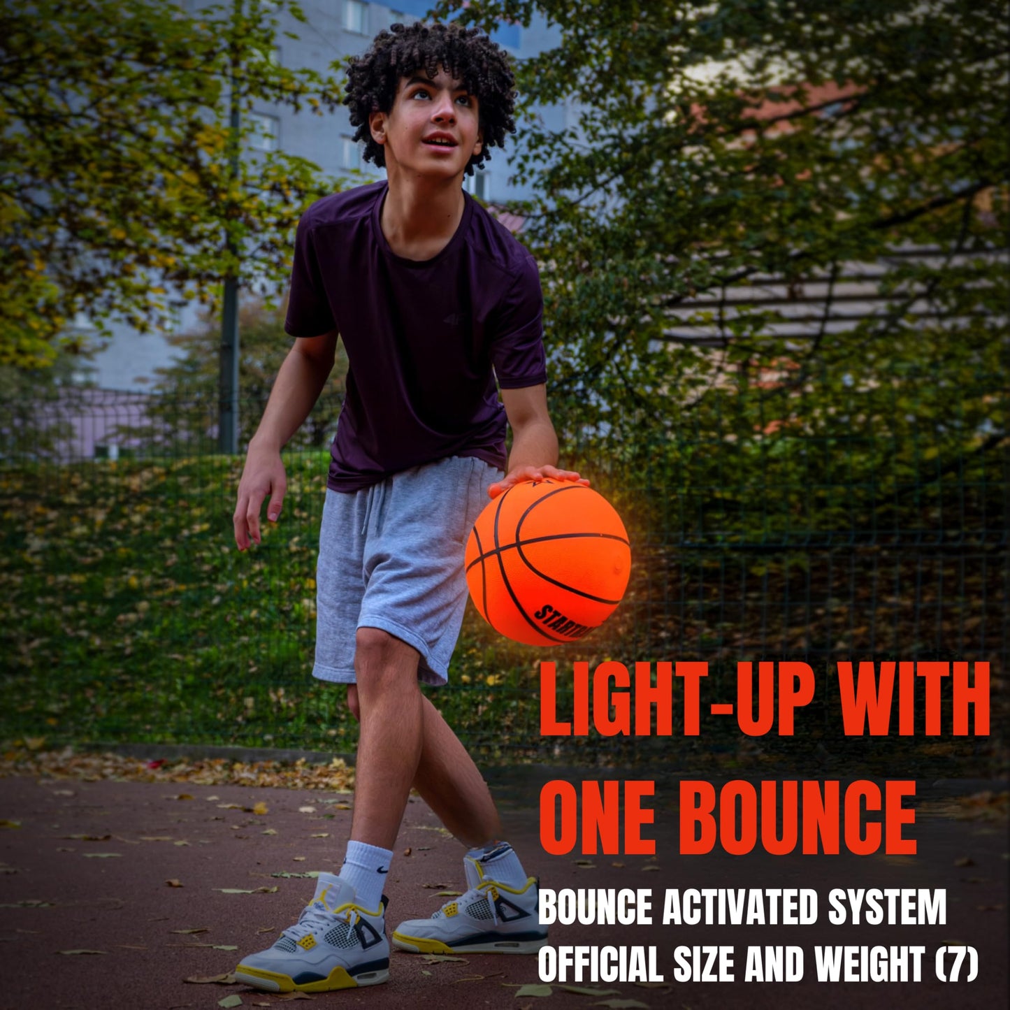 TOMLEON Light-Up Basketball – Glow-in-the-Dark LED Ball | Size 7 Official Size & Weight