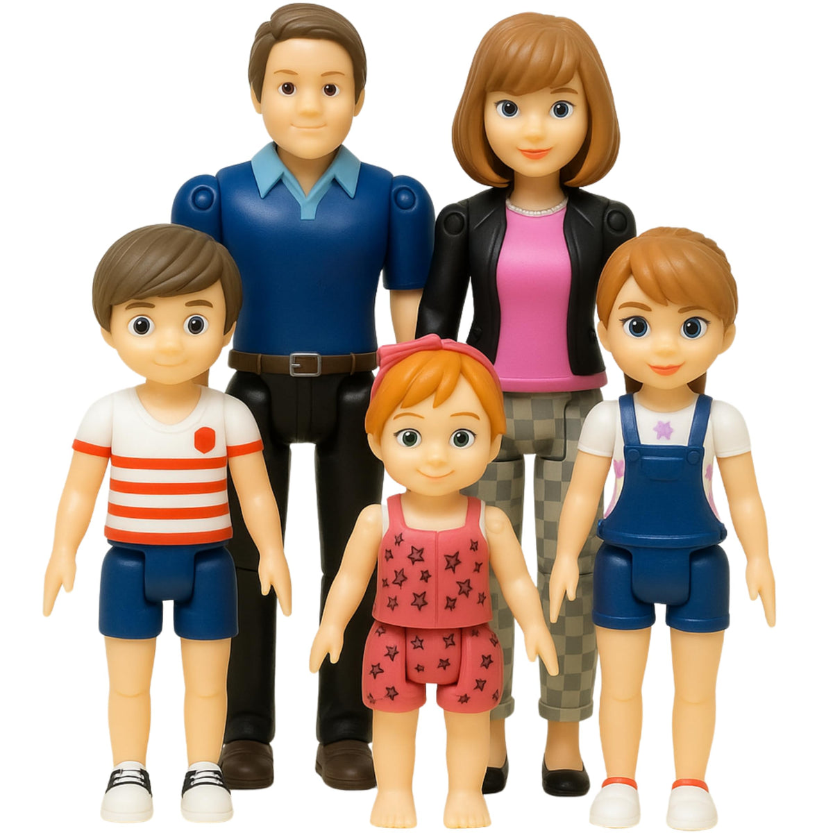 TOMLEON Family Dollhouse People – 5 Poseable Figures for Dollhouses