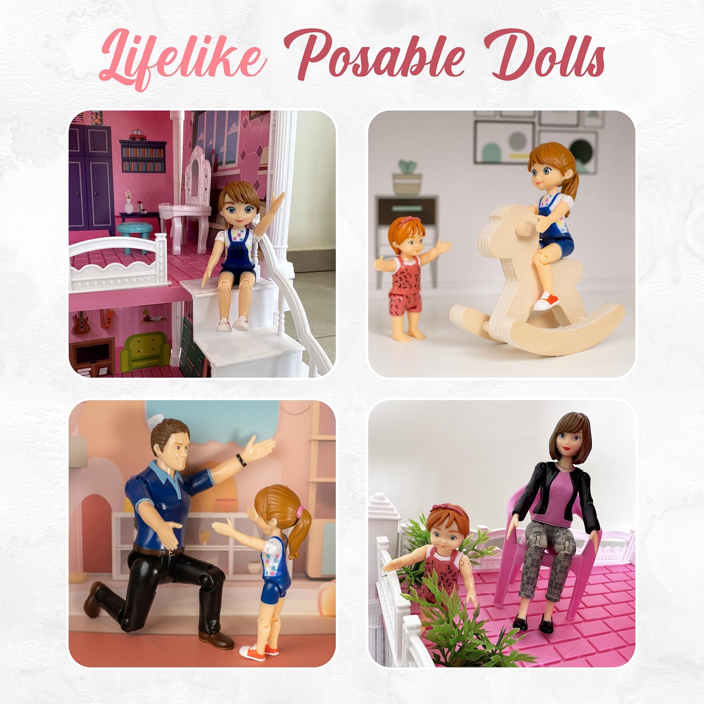 TOMLEON Family Dollhouse People – 5 Poseable Figures for Dollhouses