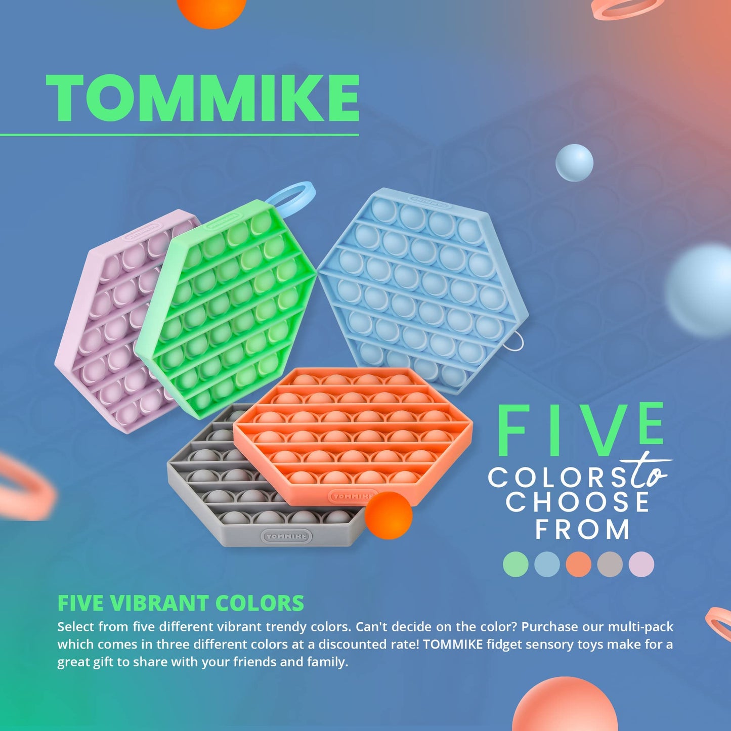 TOMMIKE Hexagon Push Pop Fidget Toy – Bubble Sensory for Anxiety & Focus (Burnt Coral)
