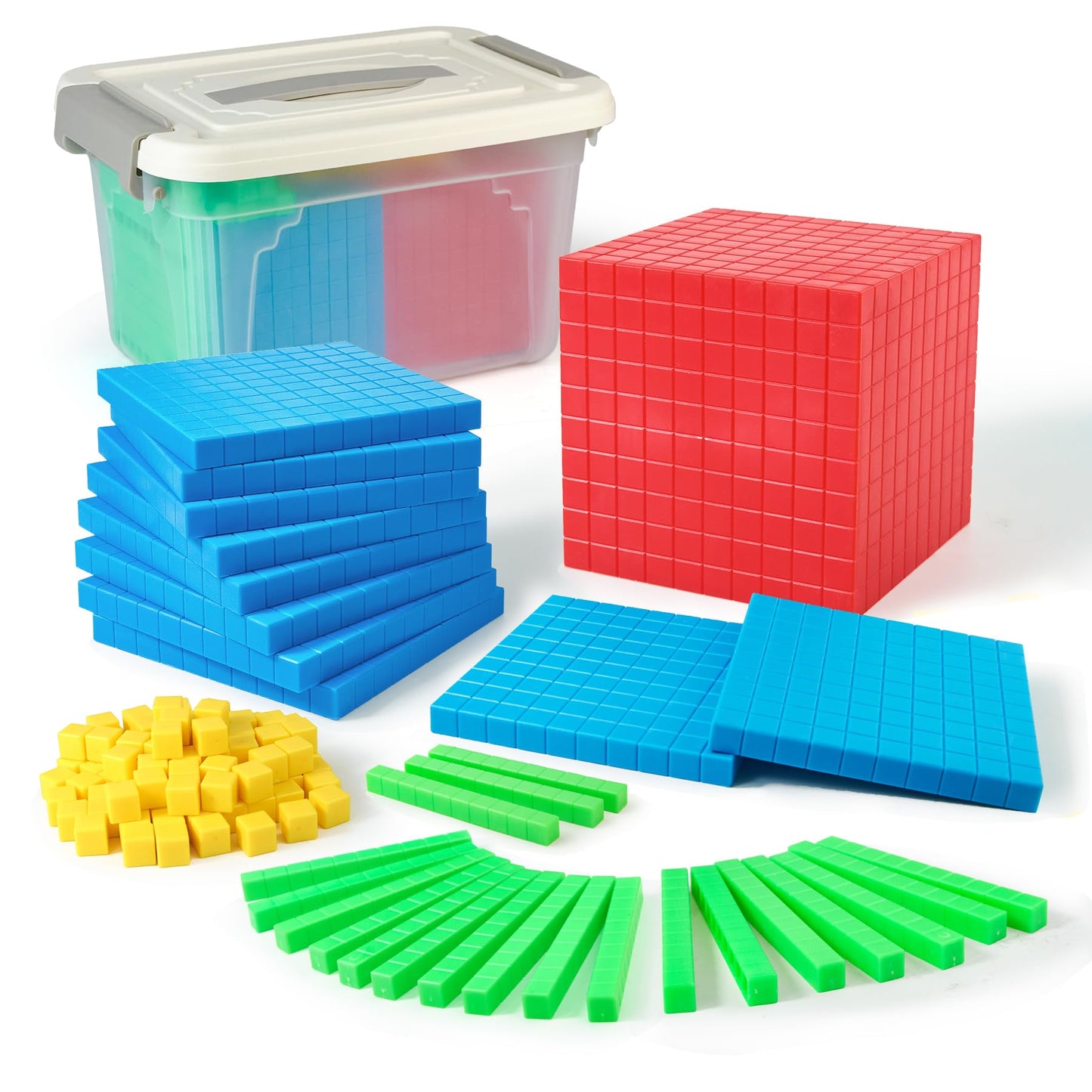 Tommyhome Base Ten Blocks Set – Place Value Math Manipulatives for 2nd Grade