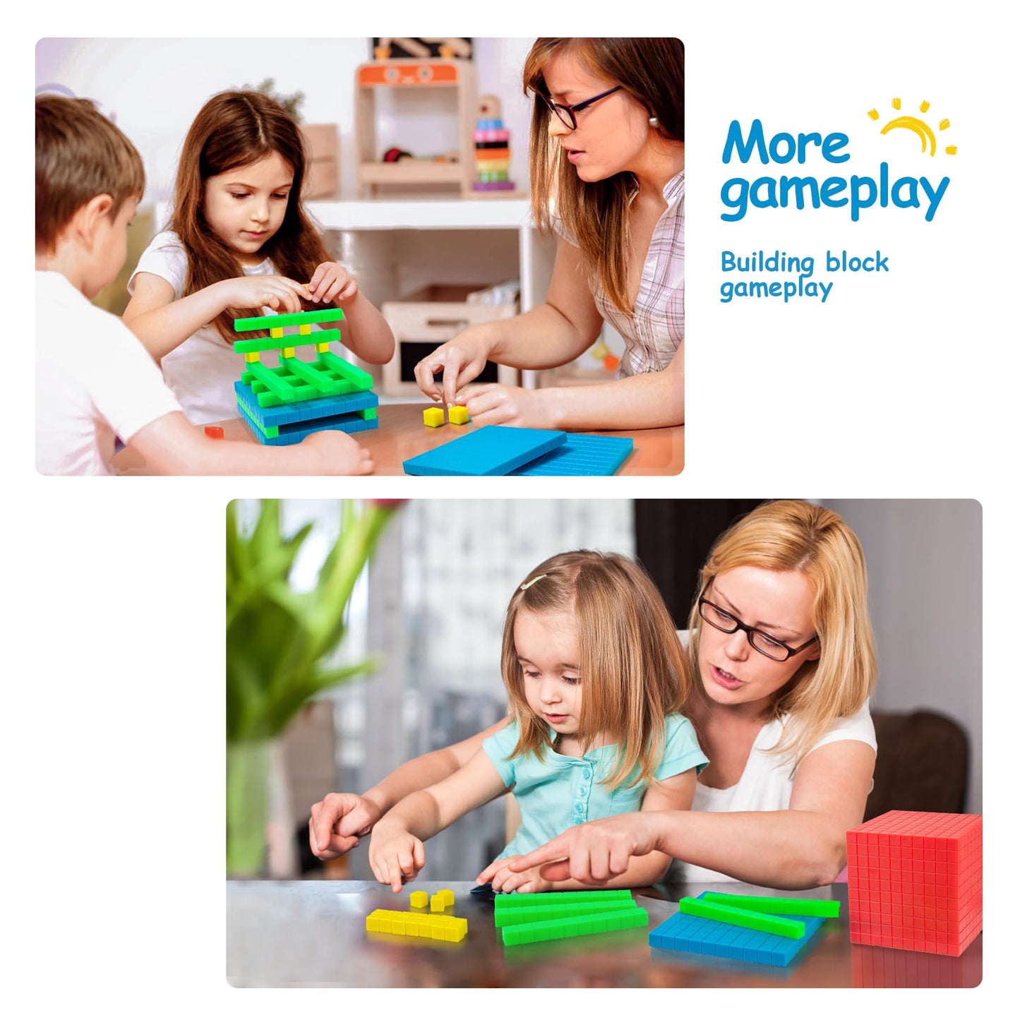 Tommyhome Base Ten Blocks Set – Place Value Math Manipulatives for 2nd Grade