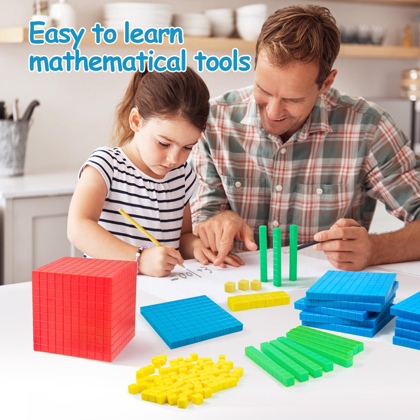 Tommyhome Base Ten Blocks Set – Place Value Math Manipulatives for 2nd Grade