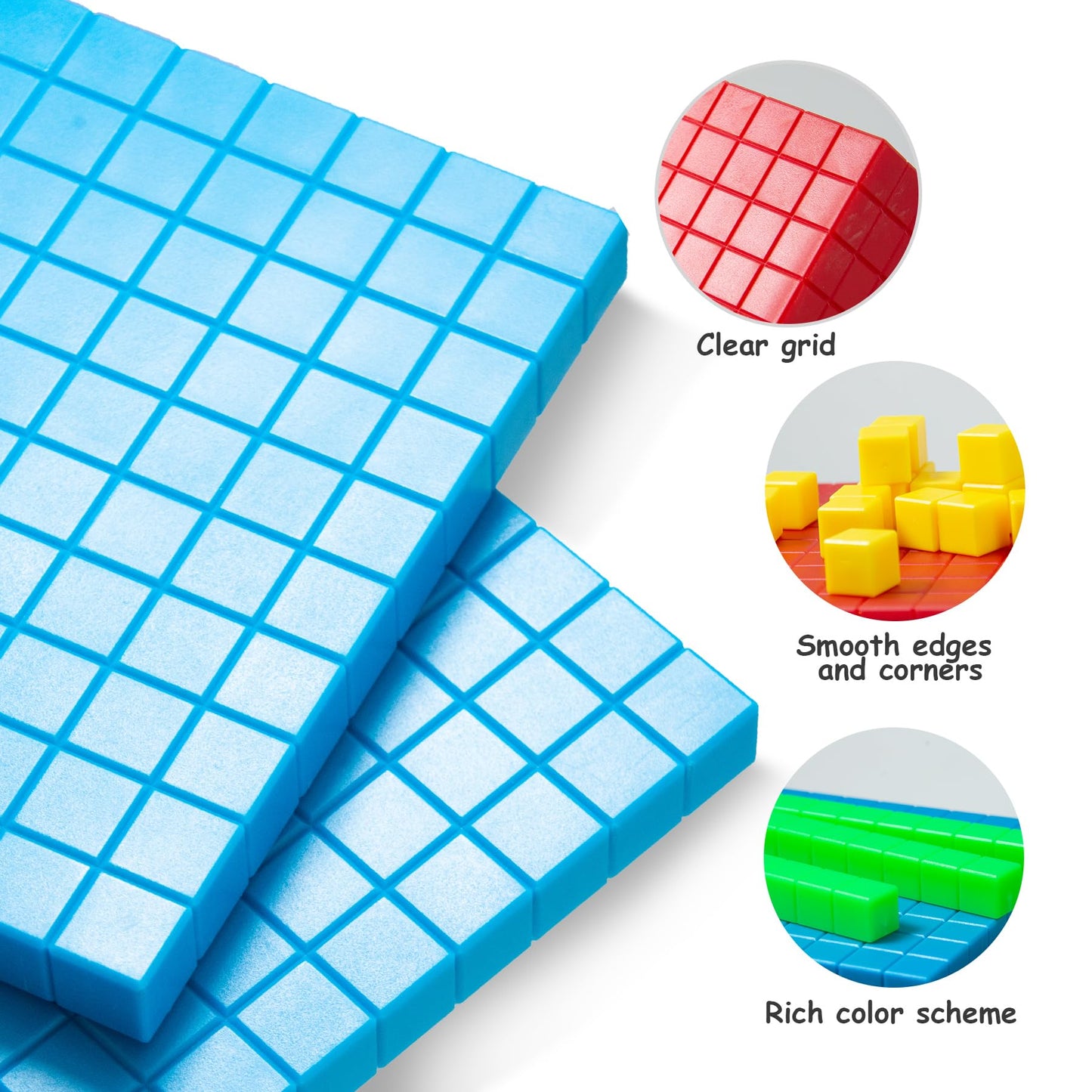 Tommyhome Base Ten Blocks Set – Place Value Math Manipulatives for 2nd Grade