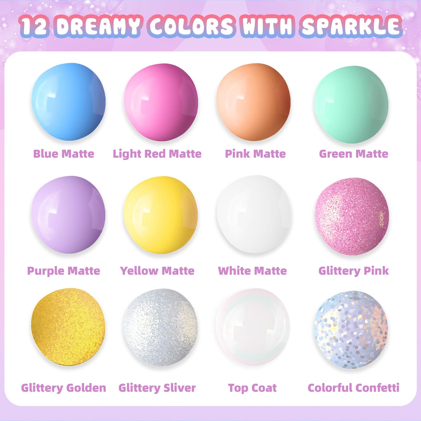 Tomons Nail Polish Set for Kids — 12 Colors, Water-Based, Non-Toxic, Quick-Dry & Peel-Off DIY Kit
