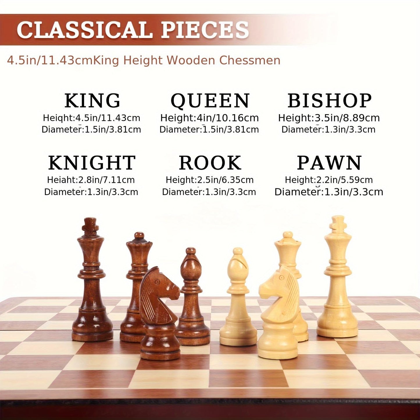 Tomost 20-Inch Extra Large Walnut Chess Set with 2 Extra Queens | Staunton Design