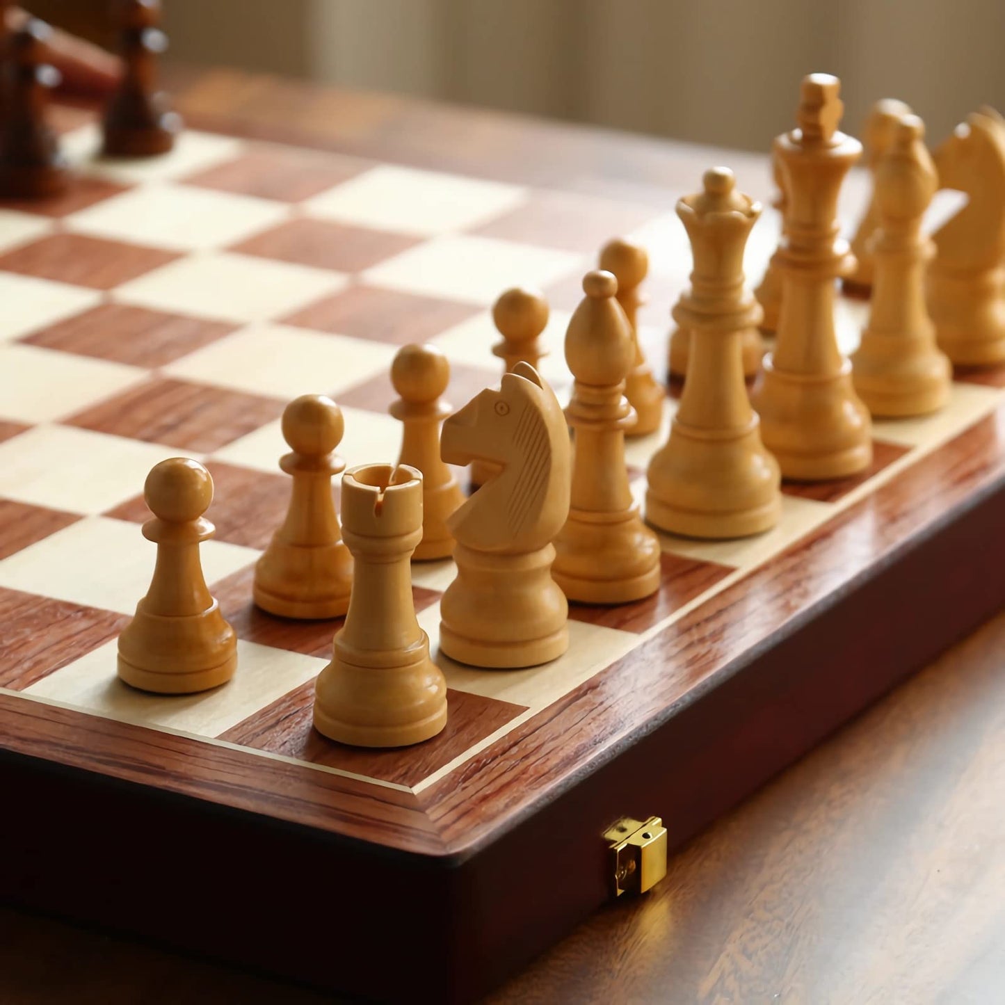 Tomost 20-Inch Extra Large Walnut Chess Set with 2 Extra Queens | Staunton Design