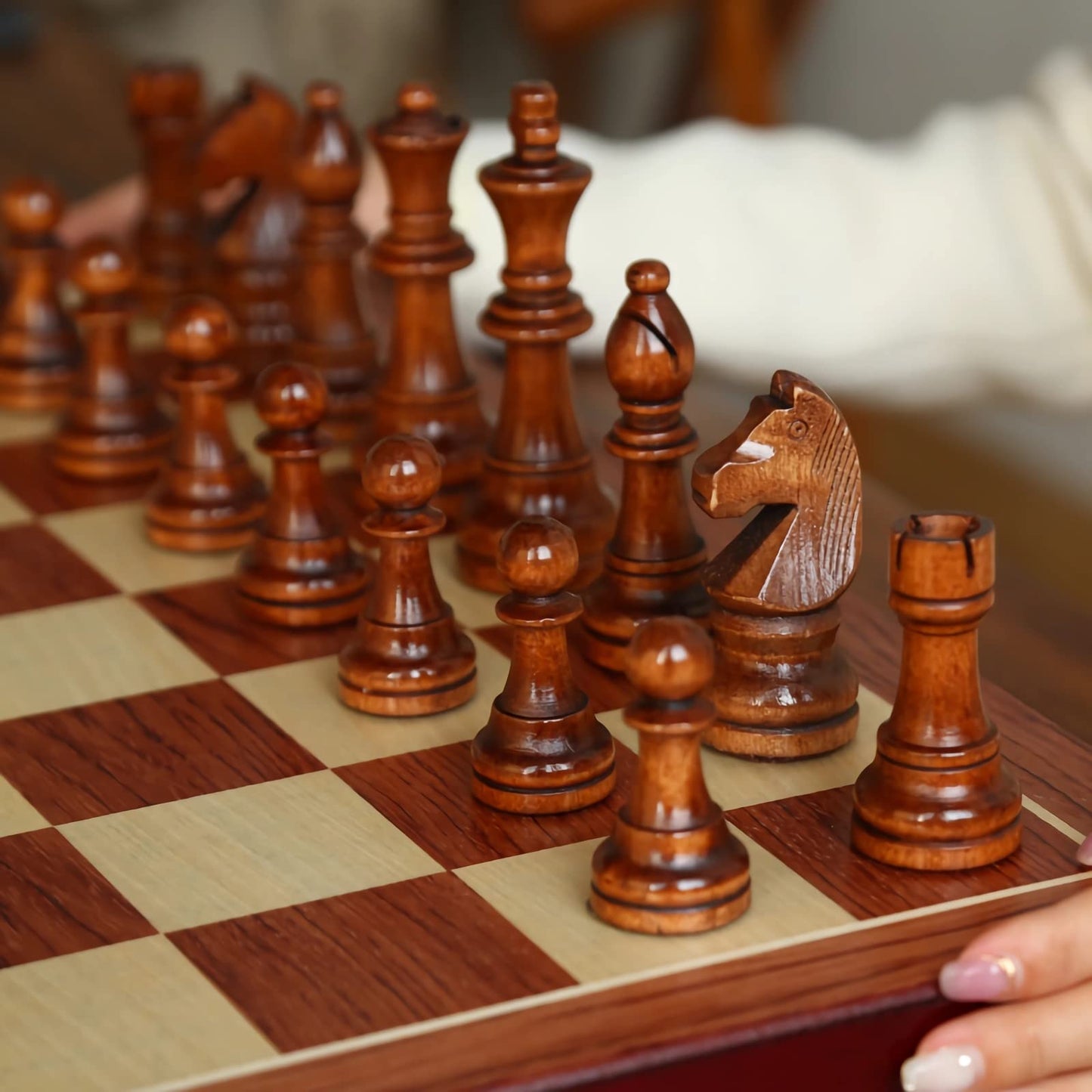 Tomost 20-Inch Extra Large Walnut Chess Set with 2 Extra Queens | Staunton Design